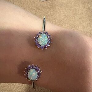Elegant Opal and Purple Stone bangle Bracelet